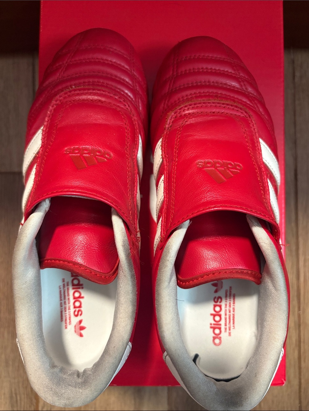 adidas Red Sneakers with White Stripes